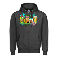 Charcoal Heather alligator coffee cups Zipper Hoodie - Zillion Design Studio