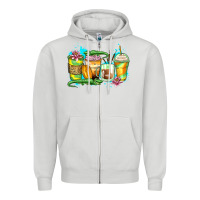 Dove Grey alligator coffee cups Zipper Hoodie - Zillion Design Studio