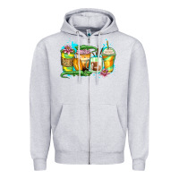 Heather Grey alligator coffee cups Zipper Hoodie - Zillion Design Studio
