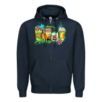 Navy alligator coffee cups Zipper Hoodie - Zillion Design Studio