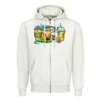 Oatmeal Heather alligator coffee cups Zipper Hoodie - Zillion Design Studio