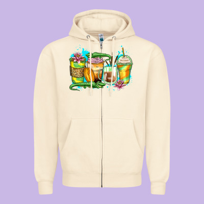 Alligator Coffee Cups Zipper Hoodie Designed By Zillion Design Studio