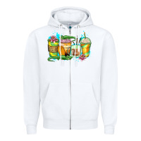 White alligator coffee cups Zipper Hoodie - Zillion Design Studio