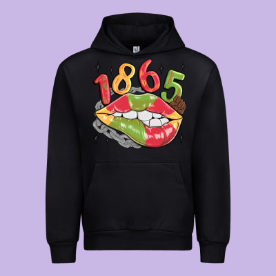 1865 Juneteenth Lips Urban Hoodie Designed By Maliassmallbusiness