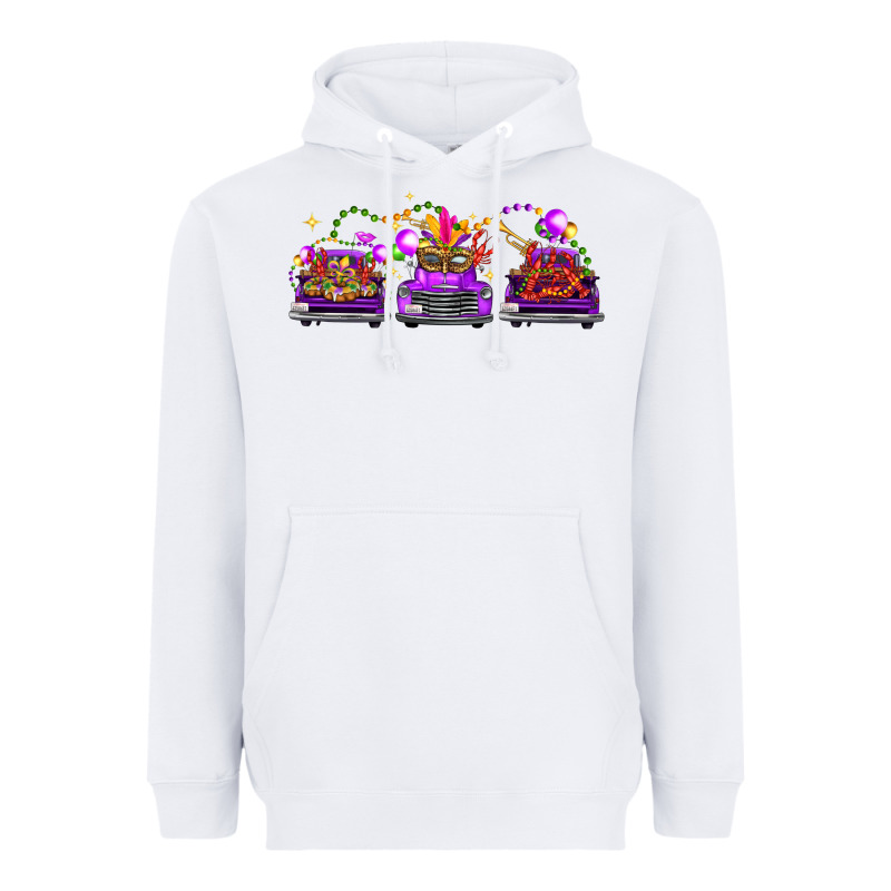 Mardi Gras Farm Trucks Heavyweight Hoodie by FaDigitalArtStudio | Teevron