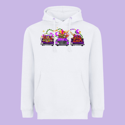Mardi Gras Farm Trucks Heavyweight Hoodie Designed By Fadigitalartstudio