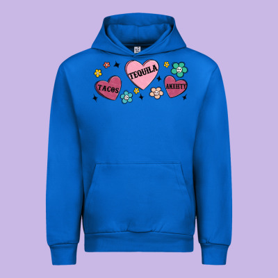 Tacos Tequila Anxiety Urban Hoodie Designed By Maliassmallbusiness