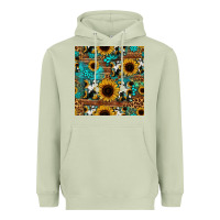 Matcha sunflower cowhide mom seamless pattern Heavyweight Hoodie - HRA Design Shop
