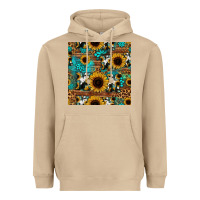 Mushroom sunflower cowhide mom seamless pattern Heavyweight Hoodie - HRA Design Shop