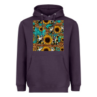 Plum sunflower cowhide mom seamless pattern Heavyweight Hoodie - HRA Design Shop