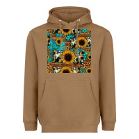 Toasted Coconut sunflower cowhide mom seamless pattern Heavyweight Hoodie - HRA Design Shop