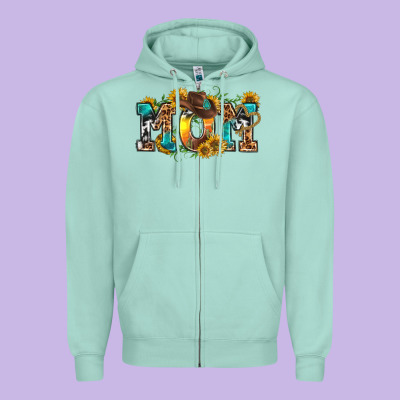Western Mom Zipper Hoodie Designed By Texasbilliewilder
