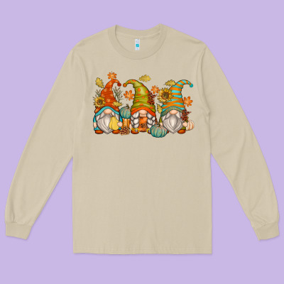 Fall Gnomes Long Sleeve Tee Designed By Zillion Design Studio