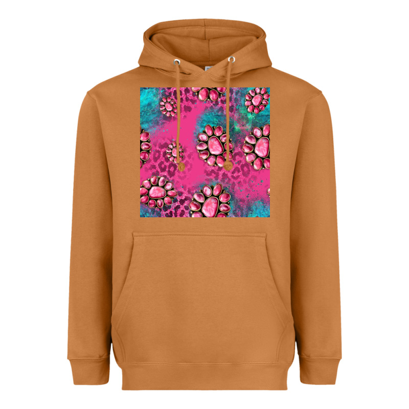 Pink Turquoise Gemstoes Seamless Pattern Heavyweight Hoodie by HRA Design Shop | Teevron