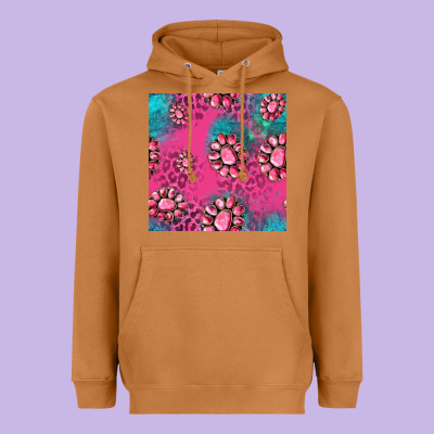 Pink Turquoise Gemstoes Seamless Pattern Heavyweight Hoodie Designed By Hra Design Shop