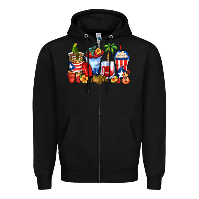 Puerto Rico Coffee Cups Zipper Hoodie by Zillion Design Studio | Teevron