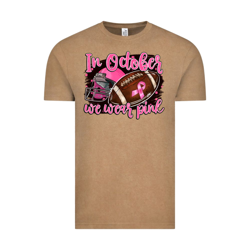 In October We Wear Pink With Football Vintage Tee by BarkalooDesign | Teevron
