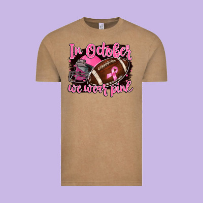 In October We Wear Pink With Football Vintage Tee Designed By Barkaloodesign
