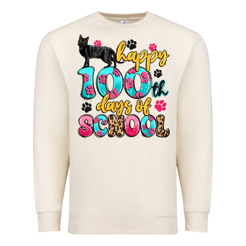 Happy 100th Days Of School Cat Premium Sweatshirt by Artiststas | Teevron