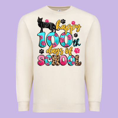 Happy 100th Days Of School Cat Premium Sweatshirt Designed By Artiststas