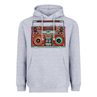 Heather Grey Boombox Heavyweight Hoodie - FaDigitalArtStudio
