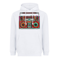 White Boombox Heavyweight Hoodie - FaDigitalArtStudio