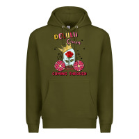 Army Green delulu queen coming through Premium Hoodie - MaliasSmallBusiness