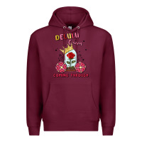 Burgundy delulu queen coming through Premium Hoodie - MaliasSmallBusiness