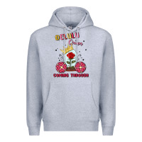 Heather Grey delulu queen coming through Premium Hoodie - MaliasSmallBusiness