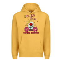 Mustard delulu queen coming through Premium Hoodie - MaliasSmallBusiness