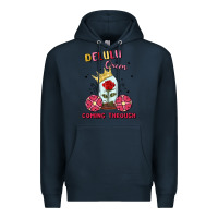 Navy delulu queen coming through Premium Hoodie - MaliasSmallBusiness