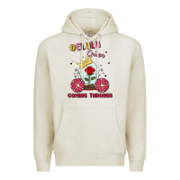 Oatmeal Heather delulu queen coming through Premium Hoodie - MaliasSmallBusiness
