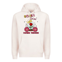 Pale Pink delulu queen coming through Premium Hoodie - MaliasSmallBusiness