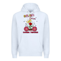White delulu queen coming through Premium Hoodie - MaliasSmallBusiness