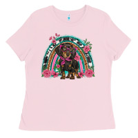 Bubblegum Pink dachshund dog pink  floral rainbow Ladies Tee - BarkalooDesign