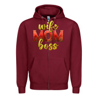 Burgundy wife mom boss Zipper Hoodie - texasbilliewilder