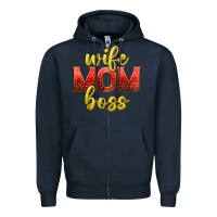 Navy wife mom boss Zipper Hoodie - texasbilliewilder