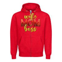 Wife Mom Boss Zipper Hoodie | Teevron