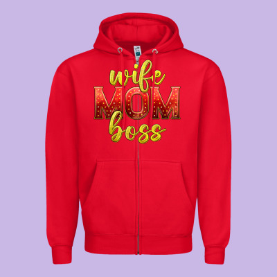 Wife Mom Boss Zipper Hoodie Designed By Texasbilliewilder