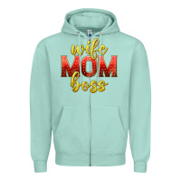 Seafoam wife mom boss Zipper Hoodie - texasbilliewilder