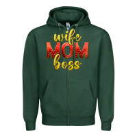Sports Green wife mom boss Zipper Hoodie - texasbilliewilder
