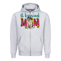 Heather Grey western st bernard mom Zipper Hoodie - texasbilliewilder