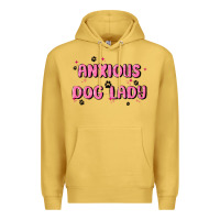 Antique Gold anxious dog lady Premium Hoodie - MaliasSmallBusiness