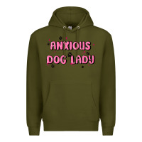 Army Green anxious dog lady Premium Hoodie - MaliasSmallBusiness