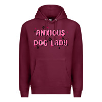 Burgundy anxious dog lady Premium Hoodie - MaliasSmallBusiness