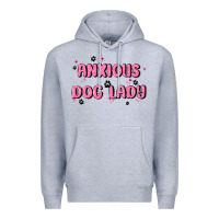 Heather Grey anxious dog lady Premium Hoodie - MaliasSmallBusiness