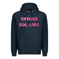 Navy anxious dog lady Premium Hoodie - MaliasSmallBusiness