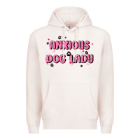 Pale Pink anxious dog lady Premium Hoodie - MaliasSmallBusiness