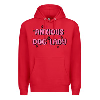 Red anxious dog lady Premium Hoodie - MaliasSmallBusiness