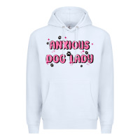 White anxious dog lady Premium Hoodie - MaliasSmallBusiness